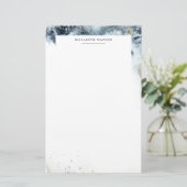 Waterverf Golven en zand Monogram Stationery Briefpapier (Staand voorkant)