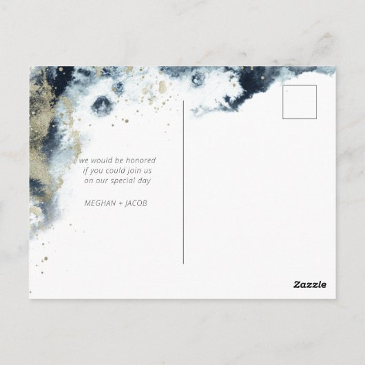 Waterverf golven Foto opslaan Datum Briefkaart (Achterkant)