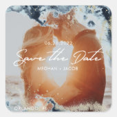 Waterverf golven Foto opslaan Datum Vierkante Sticker (Voorkant)