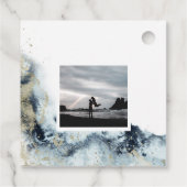 waterverf golven kust save the date foto bedankjes labels (Achterkant)