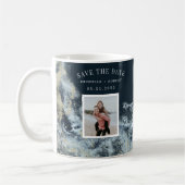 Waterverf golven kustlijn opslaan de datum foto koffiemok (Links)