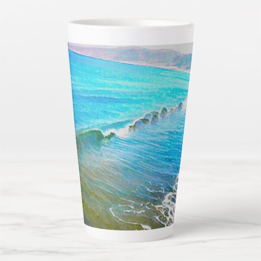 Waterverf golven latte mok (Voorkant)
