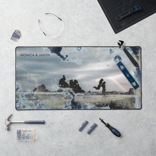 waterverf golven paar foto monogram bureaumat (Werkstation)