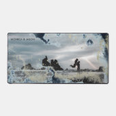 waterverf golven paar foto monogram bureaumat (Voorkant)