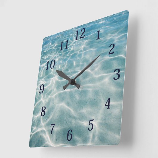 Waterverf golven reflecties vierkante klok (Hoek)