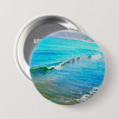 Waterverf golven ronde button 7,6 cm (Voorkant /achterkant)