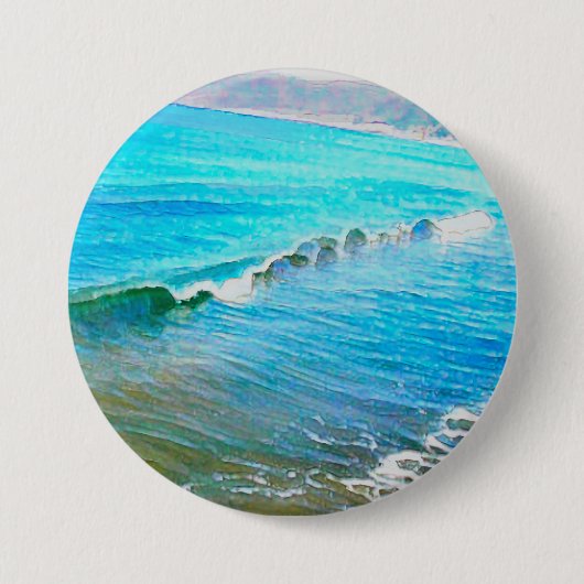Waterverf golven ronde button 7,6 cm (Voorkant)