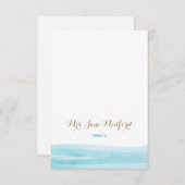 Waterverf Golven Strand Bruiloft Naam Plaatskaart (Voorkant / Achterkant)