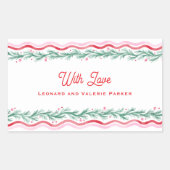 Waterverf Golvende Kerst Slinger Frame Rechthoekige Sticker (Voorkant)