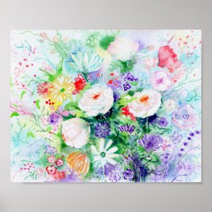 Waterverf Good Mood Flowers 8x10 Poster