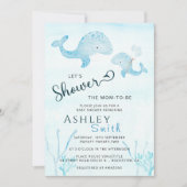 Waterverf gooit mam en Baby walvis onder Zee I Kaart (Voorkant)