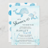 Waterverf gooit mam en Baby walvis onder Zee I Kaart (Voorkant / Achterkant)