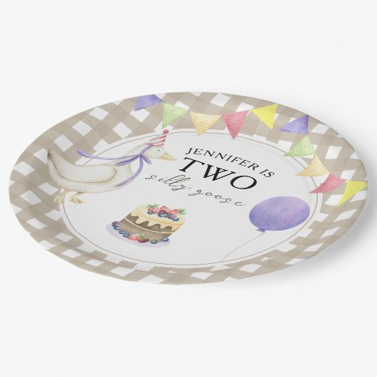 Waterverf Goose 2e geboortedag Papieren Bordje (Gekanteld)