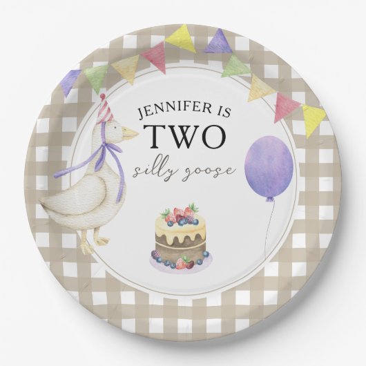 Waterverf Goose 2e geboortedag Papieren Bordje (Voorkant)
