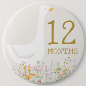 Waterverf Goose Baby Maand Milestone Marker Sign Ronde Button 6,0 Cm (Voorkant)