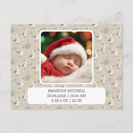 Waterverf Goose - Baby shower bedankpas Briefkaart (Achterkant)