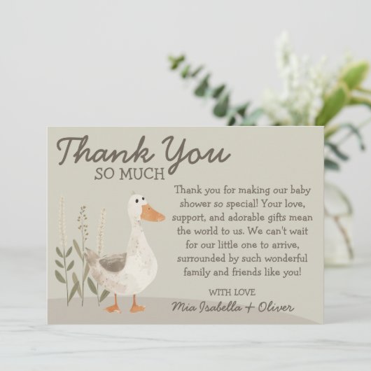 Waterverf Goose Baby shower - Dank u kaart (Staand voorkant)