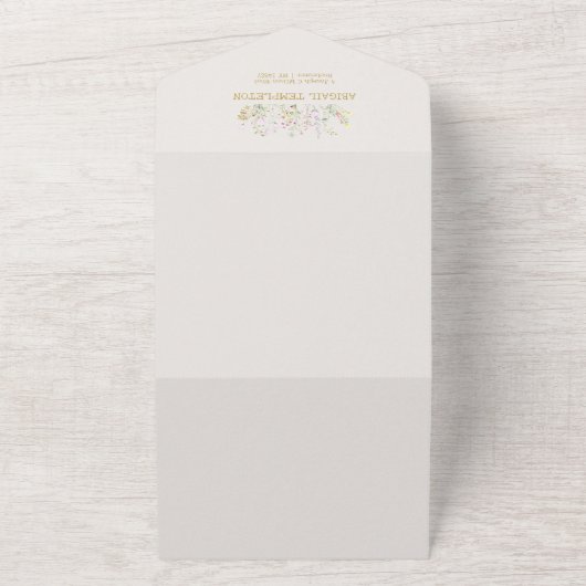 waterverf Goose Duck Wildflower Baby shower All In One Uitnodiging (Buitenkant)