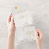 waterverf Goose Duck Wildflower Baby shower All In One Uitnodiging (Afscheurbaar)