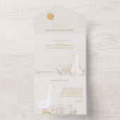 waterverf Goose Duck Wildflower Baby shower All In One Uitnodiging (Binnen)