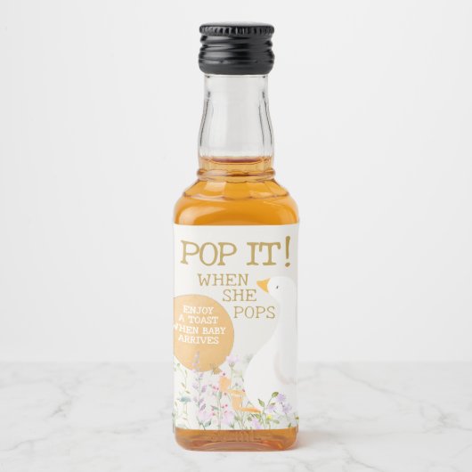 Waterverf Goose Duck Wildflower Baby shower Likeurfles Etiket (Voorkant)