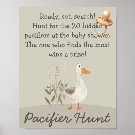 Waterverf Goose Fopspeen Hunt Baby shower Spel Poster (Voorkant)