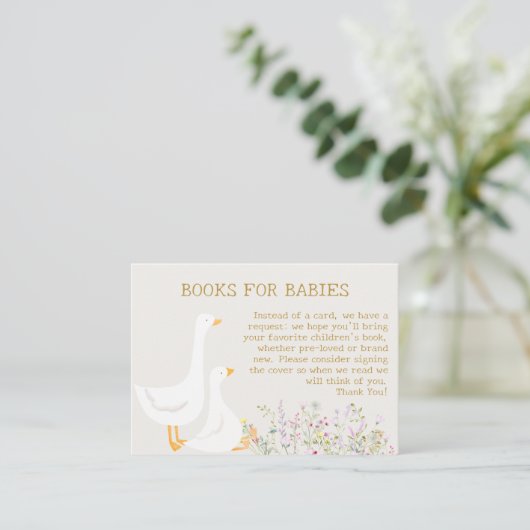 Waterverf Goose Twins Baby shower Boek Aanvraag Informatiekaartje (Staand voorkant)
