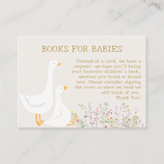 Waterverf Goose Twins Baby shower Boek Aanvraag Informatiekaartje (Voorkant)