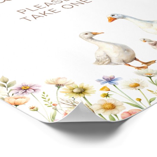 Waterverf Goose Wildflower Baby shower Favors Poster (Hoek)