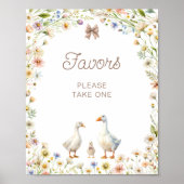 Waterverf Goose Wildflower Baby shower Favors Poster (Voorkant)
