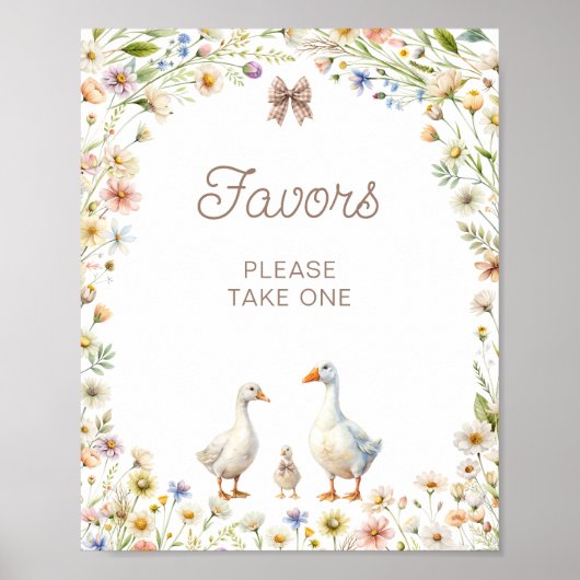 Waterverf Goose Wildflower Baby shower Favors Poster (Voorkant)