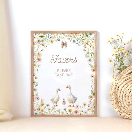 Waterverf Goose Wildflower Baby shower Favors Poster