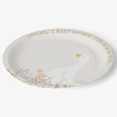 Waterverf Goose Wildflower Baby shower Papieren Bordje (Gekanteld)