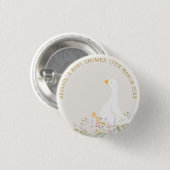 Waterverf Goose Wildflower Baby shower Ronde Button 3,2 Cm (Voorkant /achterkant)