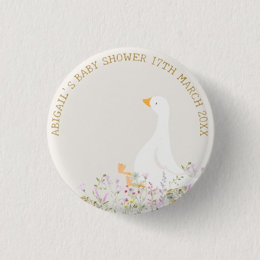 Waterverf Goose Wildflower Baby shower Ronde Button 3,2 Cm (Voorkant)
