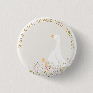 Waterverf Goose Wildflower Baby shower Ronde Button 3,2 Cm