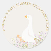 Waterverf Goose Wildflower Baby shower Ronde Sticker (Voorkant)