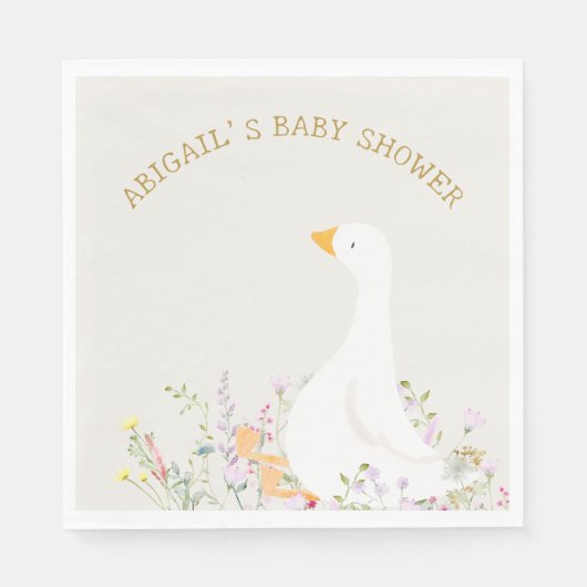 Waterverf Goose Wildflower Baby shower Servet (Voorkant)