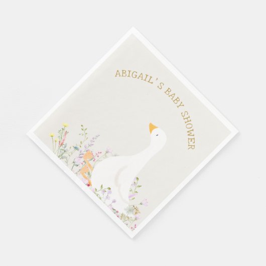 Waterverf Goose Wildflower Baby shower Servet (Hoek)