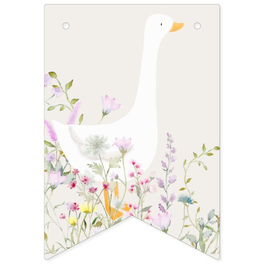 Waterverf Goose Wildflower Twins Baby shower Vlaggetjes (Eerste vlag)