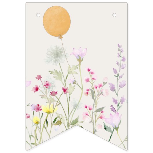 Waterverf Goose Wildflower Twins Baby shower Vlaggetjes (Derde vlag)