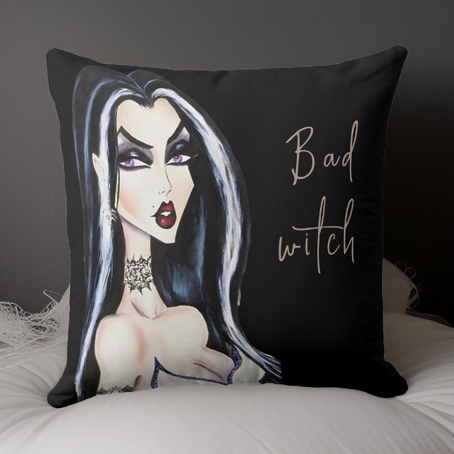 Waterverf Gothic Bad Witch Halloween Kussen (Creator heeft geüpload)
