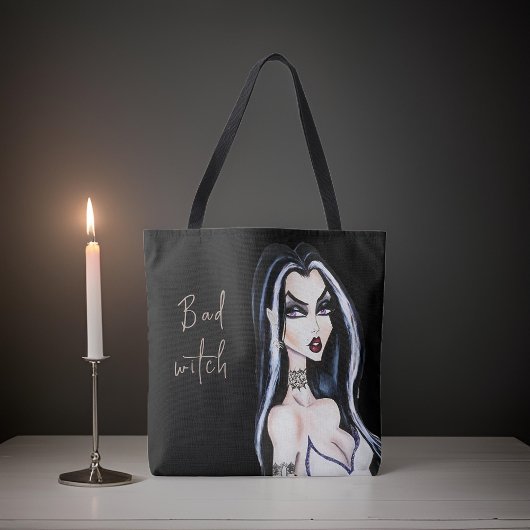 Waterverf Gothic Bad Witch Halloween Tote Bag