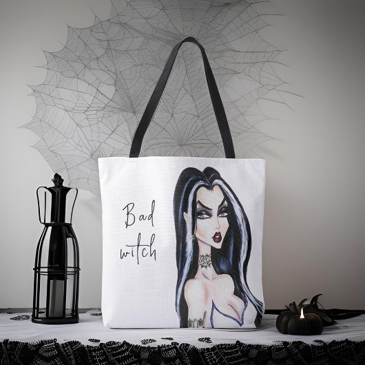 Waterverf Gothic Bad Witch Halloween Tote Bag