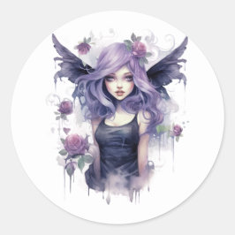 Waterverf Gothic Dark Fairy Ronde Sticker
