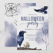 Waterverf Gothic Raven van de volwassen partij Hal Kaart (Voorkant / Achterkant)