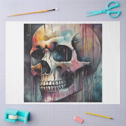 Waterverf Gothic schedel Decoupage papier (Craft)