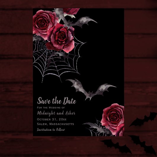 Waterverf Gotische Halloween Bruiloft Save The Dat Save The Date