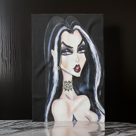 Waterverf Gotische Heks Halloween Theedoek