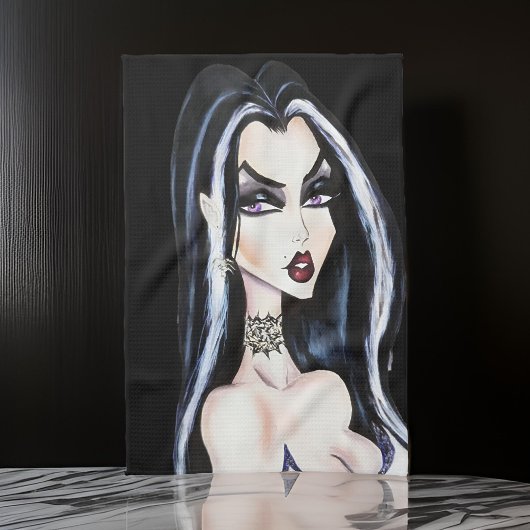 Waterverf Gotische Heks Halloween Theedoek